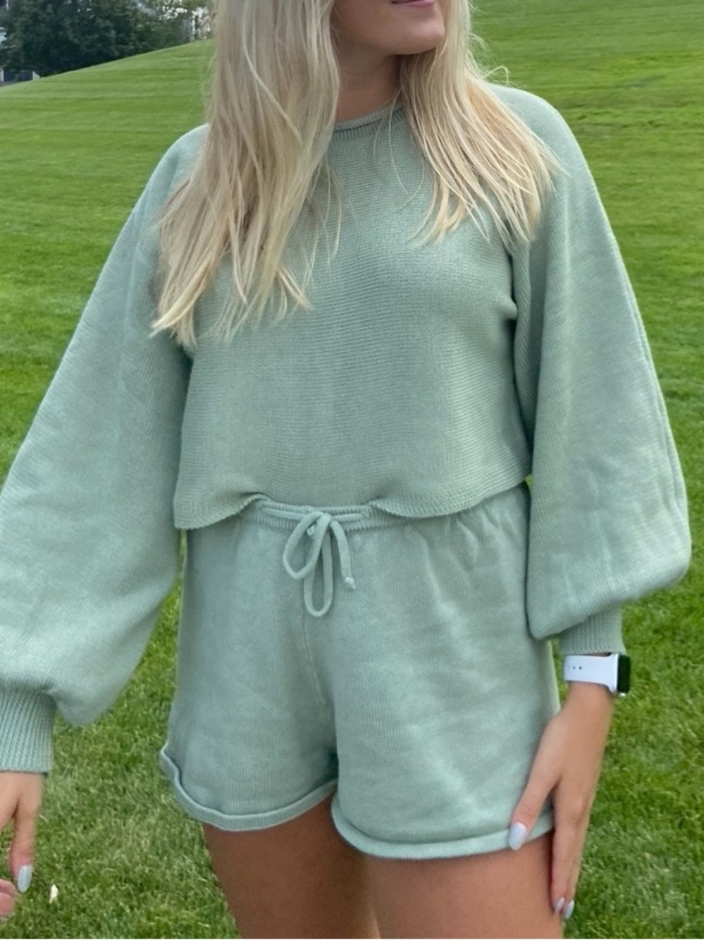 Knit Lounge Set in Sage Green